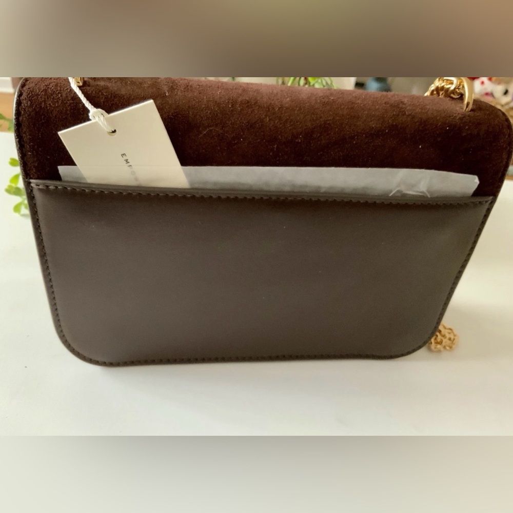 NWT TORY BURCH SUEDE & LEATHER SHOULDER/CROSSBODY BAG DARK COCOA - Picture 11 of 12
